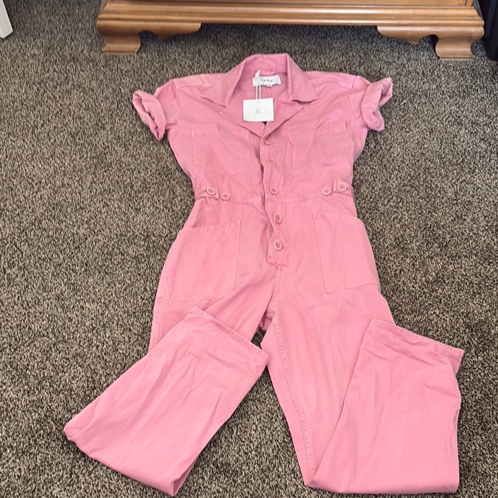 Pistols Pink Distressed Jumpsuit